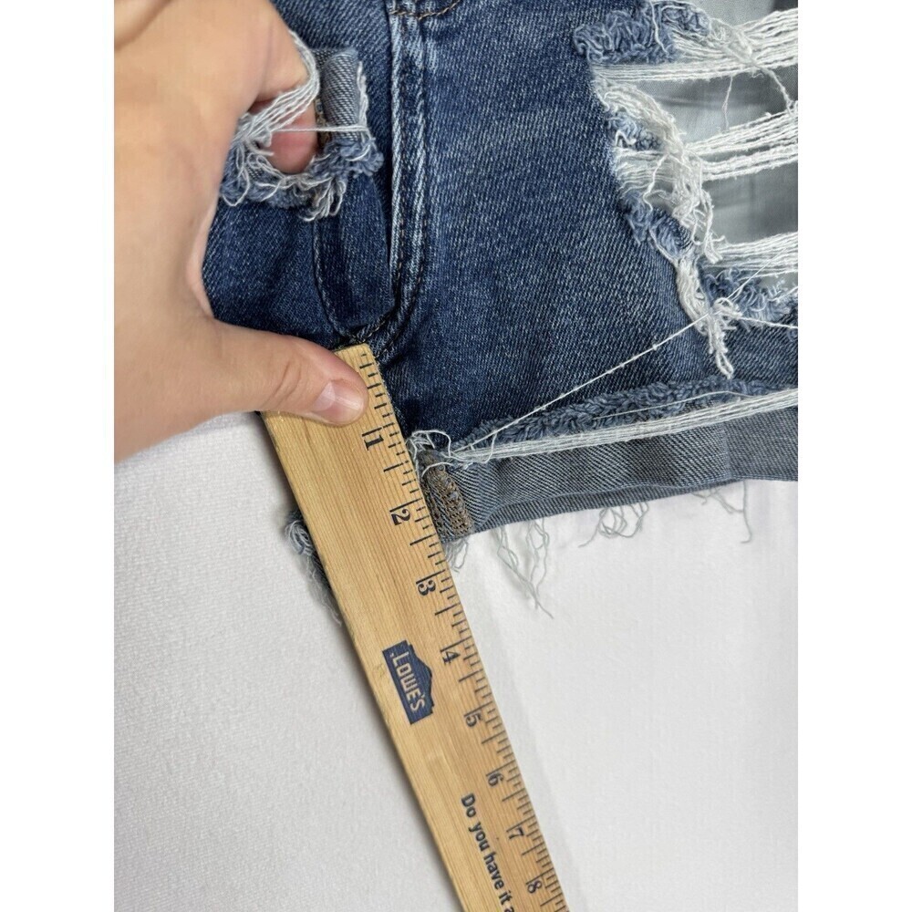 American Eagle Mom Shorts Womens 4 Blue Distressed Cuffed High Rise Stretch - Picture 7 of 10